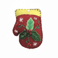 2" Felt Pin Red Mitten w/3 Leaves