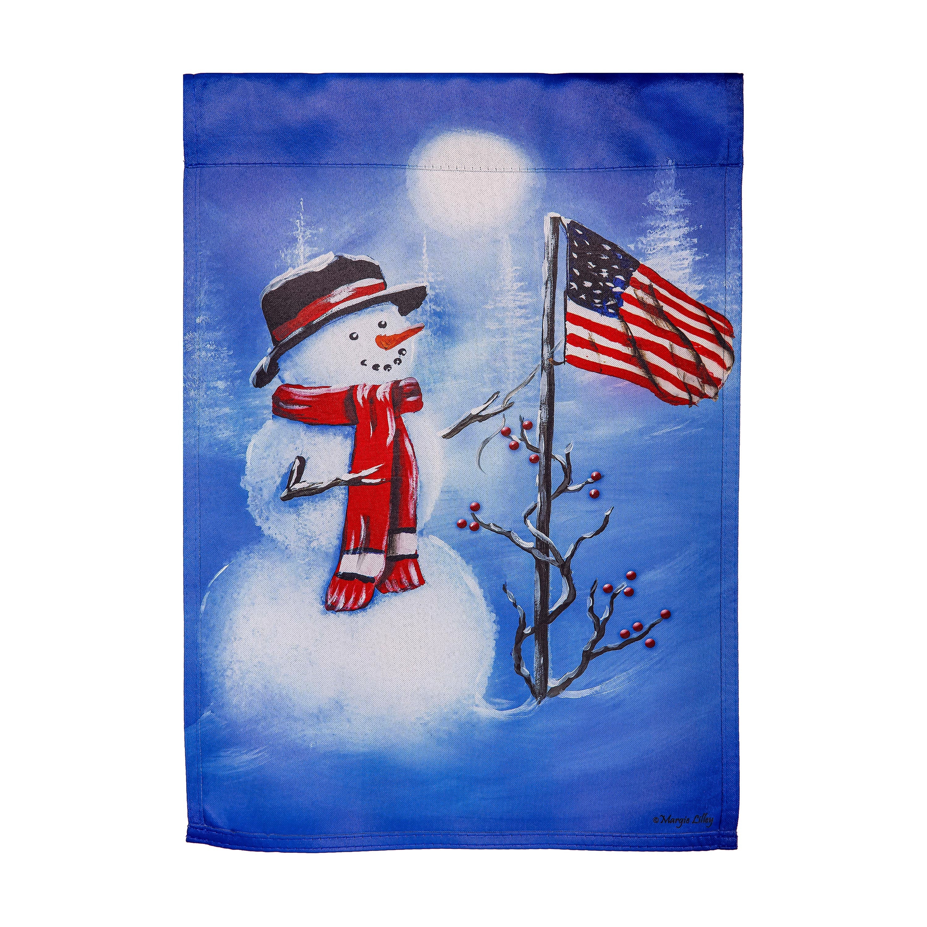 Patriotic Snowman Suede Garden Flag