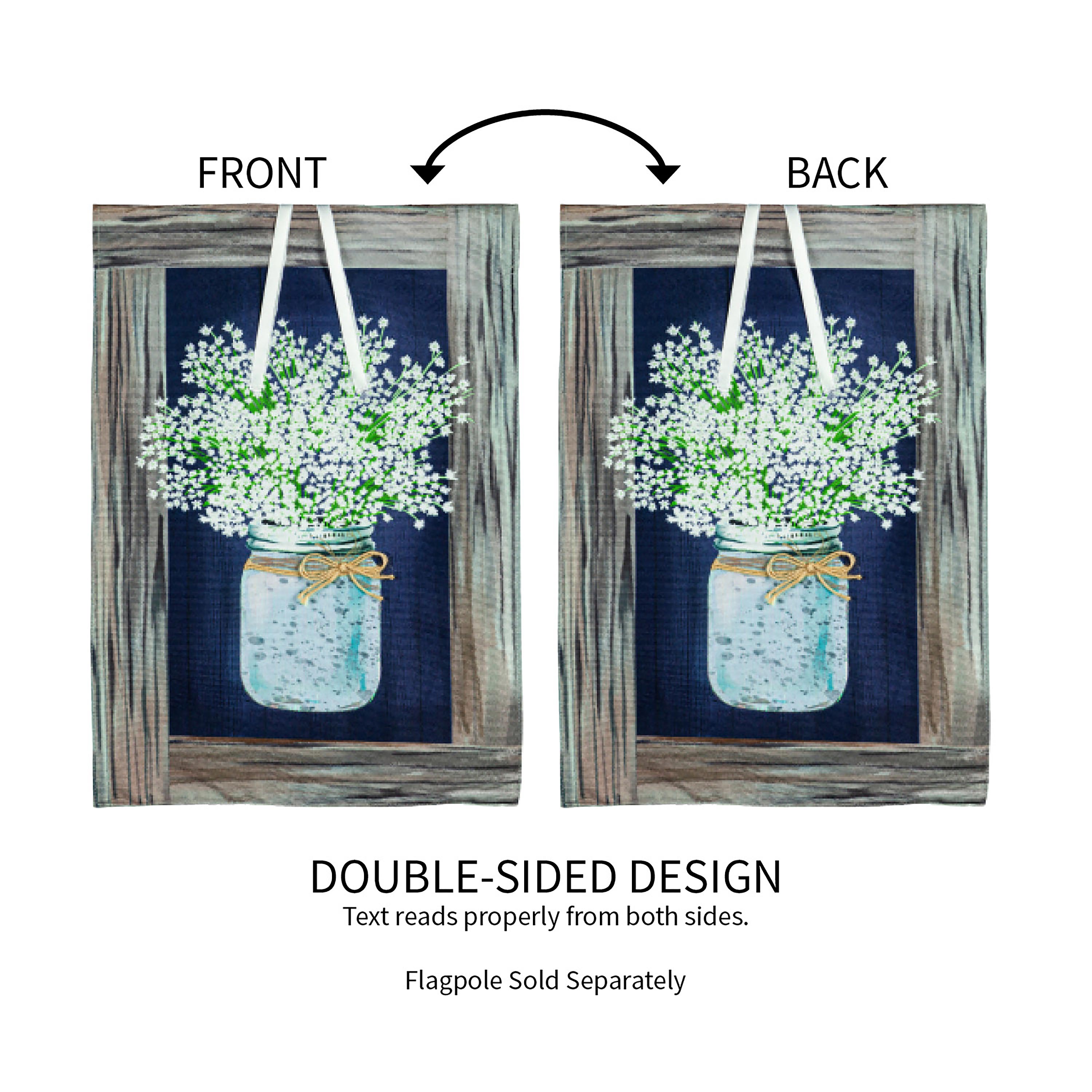 Hanging Mason Jar Garden Linen Flag