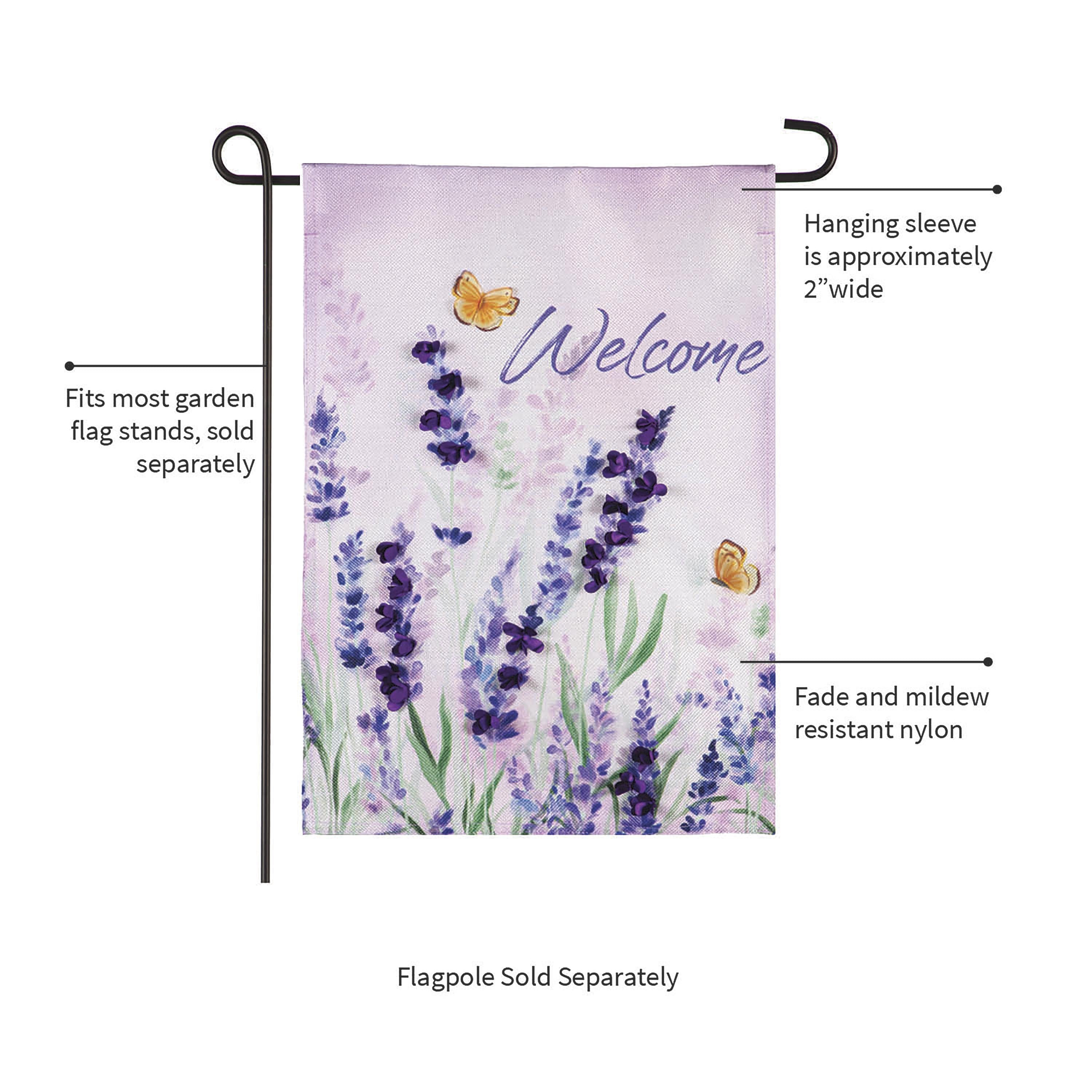 Hello Spring Lavender Burlap Garden Flag