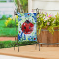 Cottage Garden Blue Florals Ladybug Applique Garden Flag