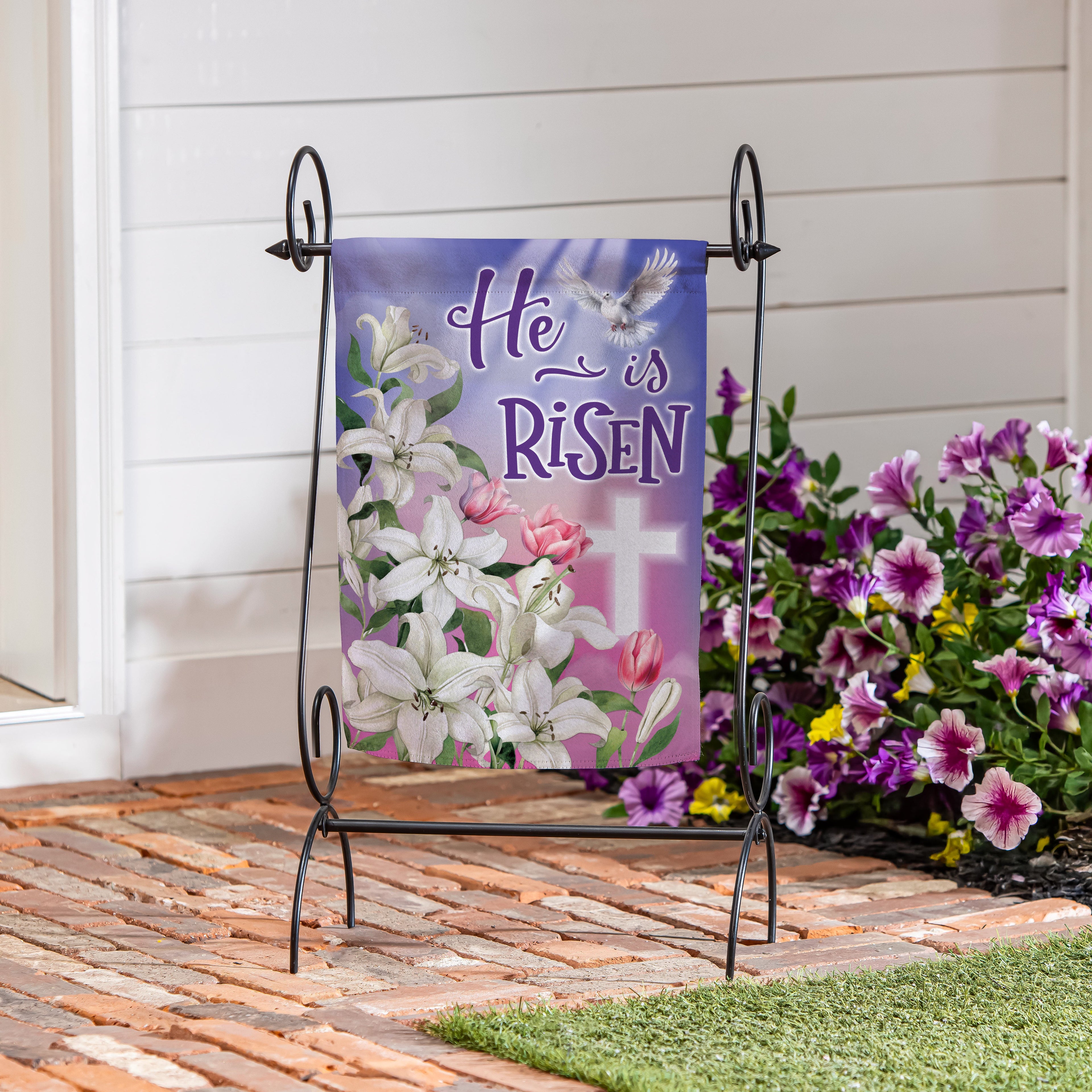 Risen Easter Dove Suede Garden Flag