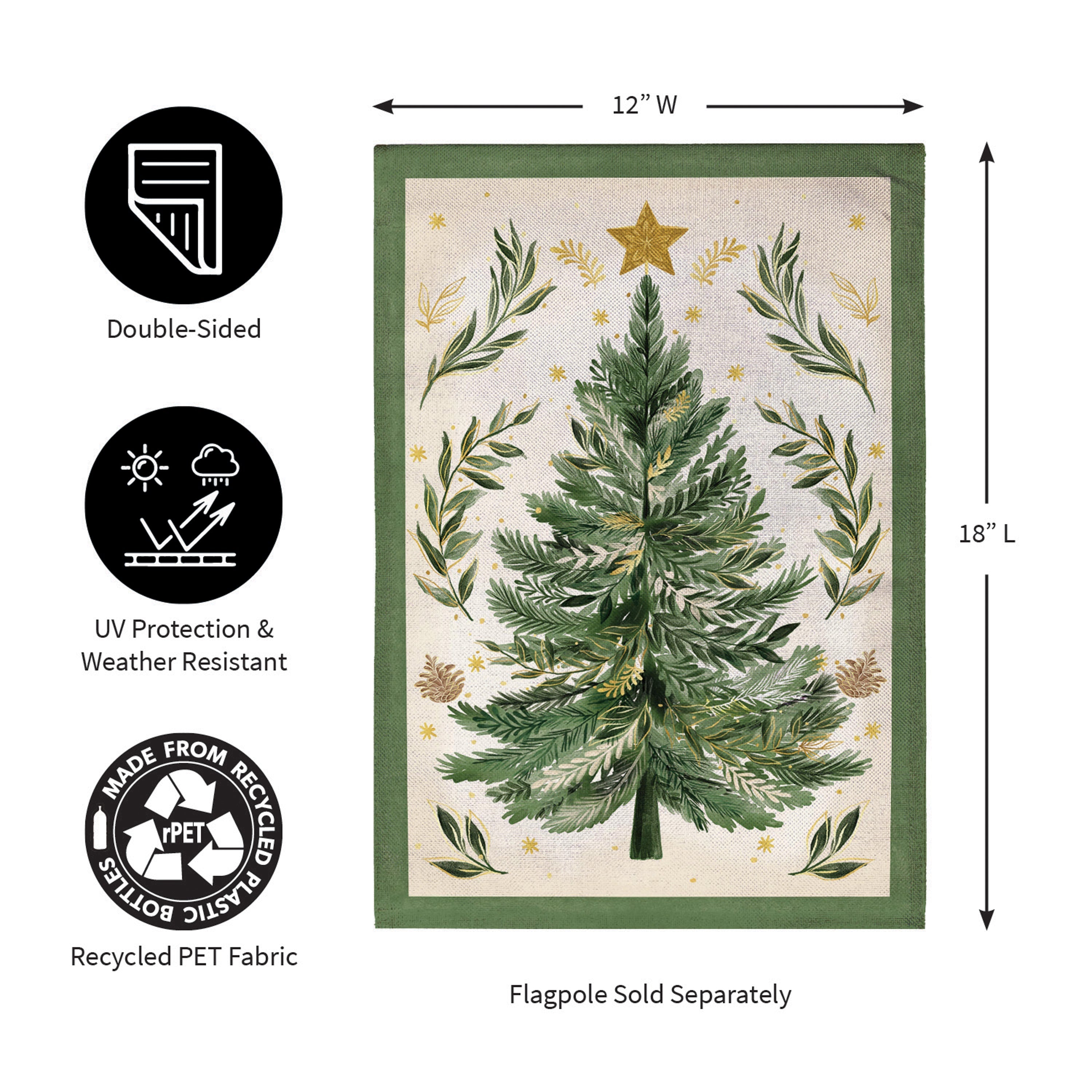 Christmas Tree With Acorn Burlap Garden Flag