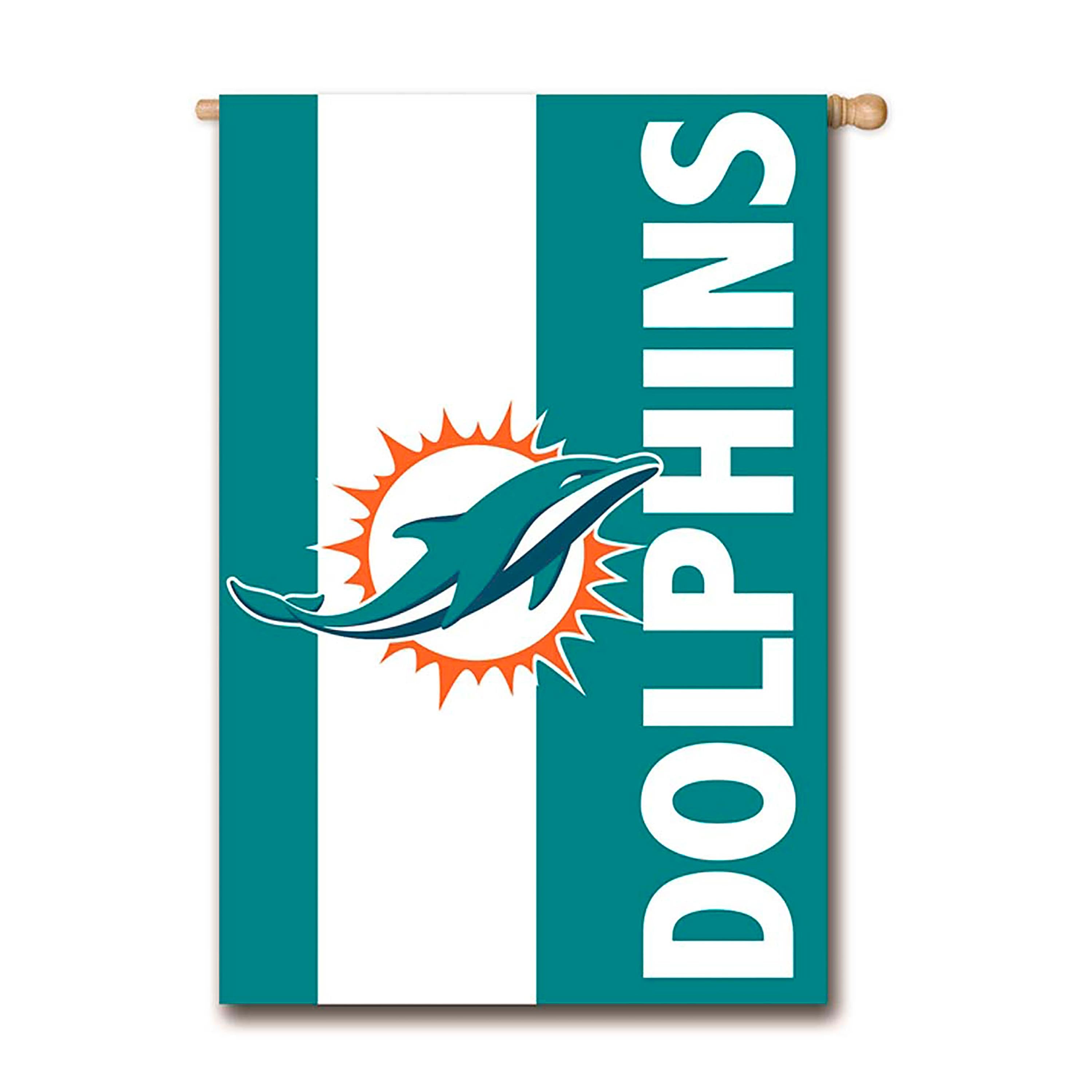 Double-Sided Embellished NFL Team Pride Applique House Flag, Miami Dolphins