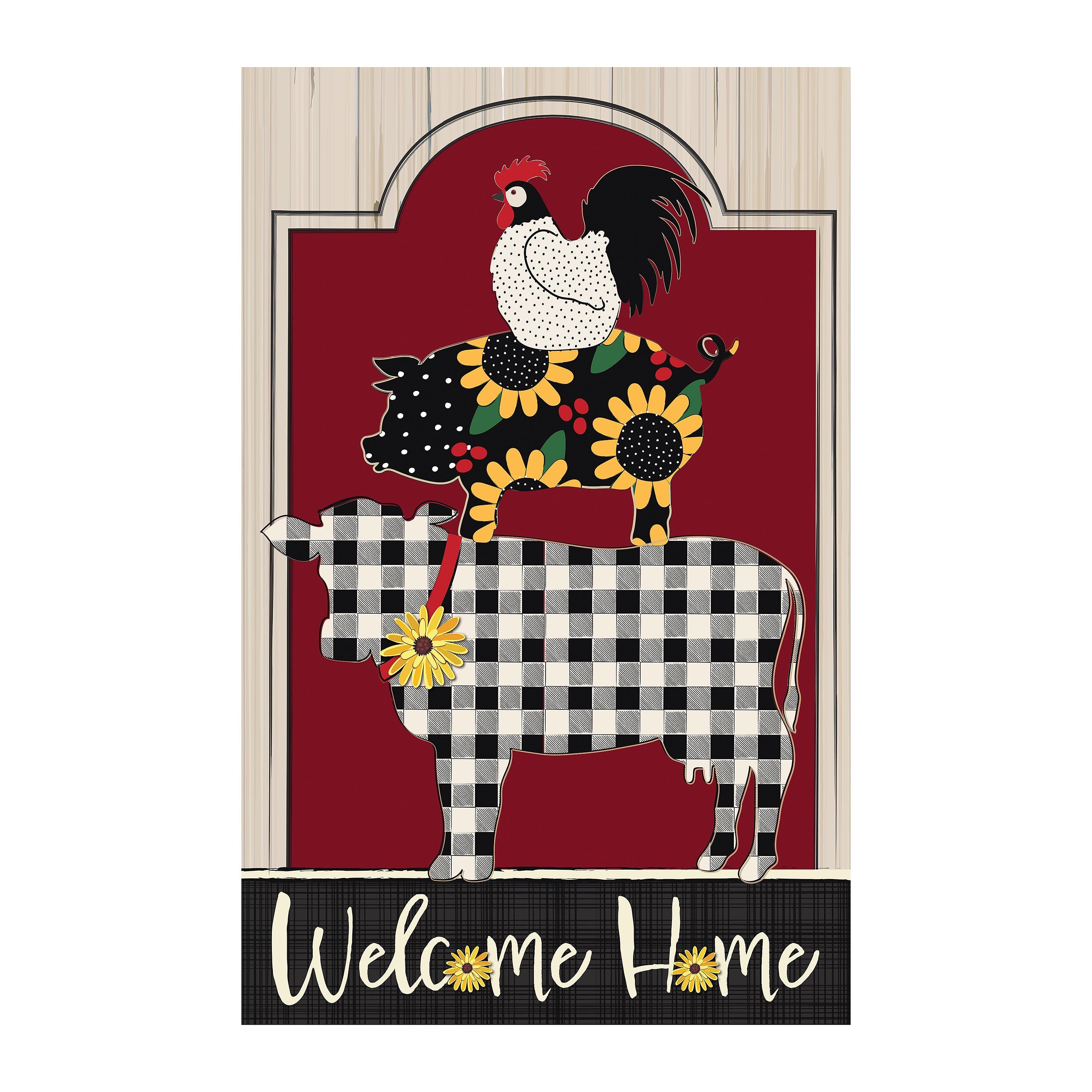 Farm Friends Burlap House Flag