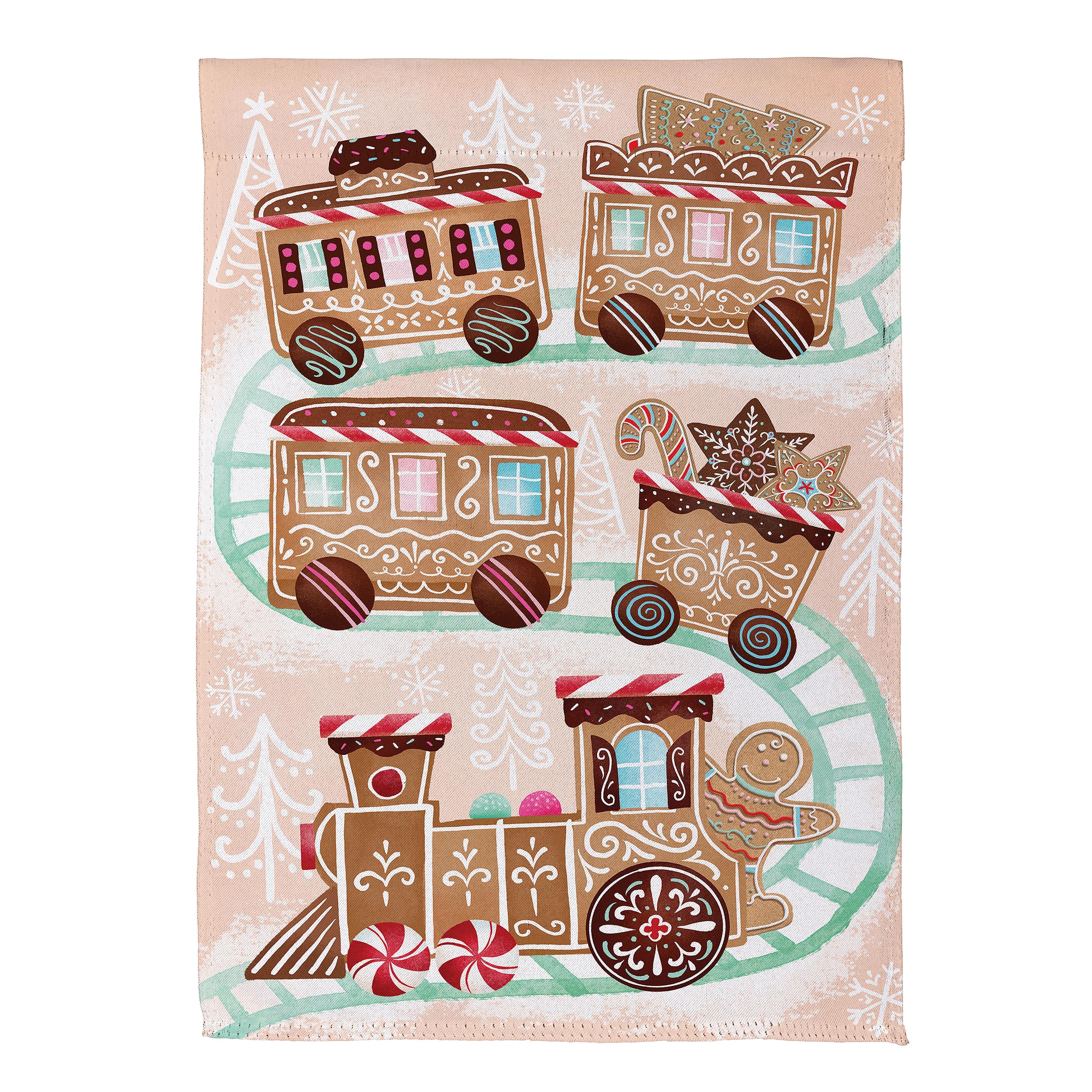 Gingerbread Train Suede Garden Flag