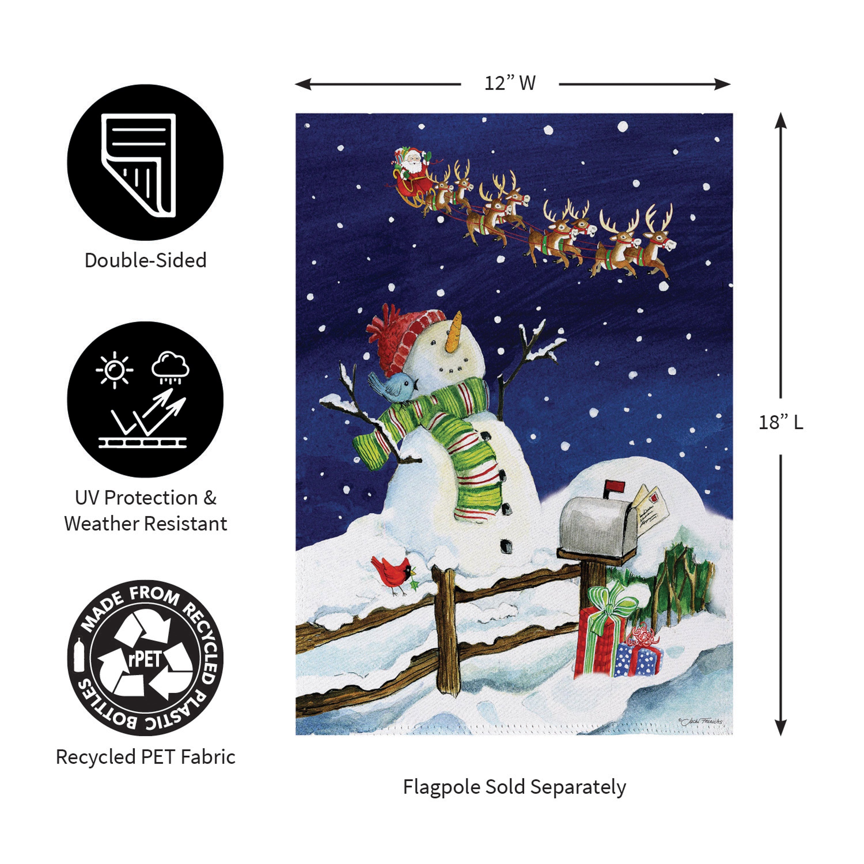 Santa & Snowman Suede Garden Flag