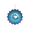 12" 3D Optical Illusion Hanging Metal Spinner, Peacock
