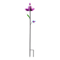 Metal Wind Spinner, Spinning Flower, Purple, 48"H