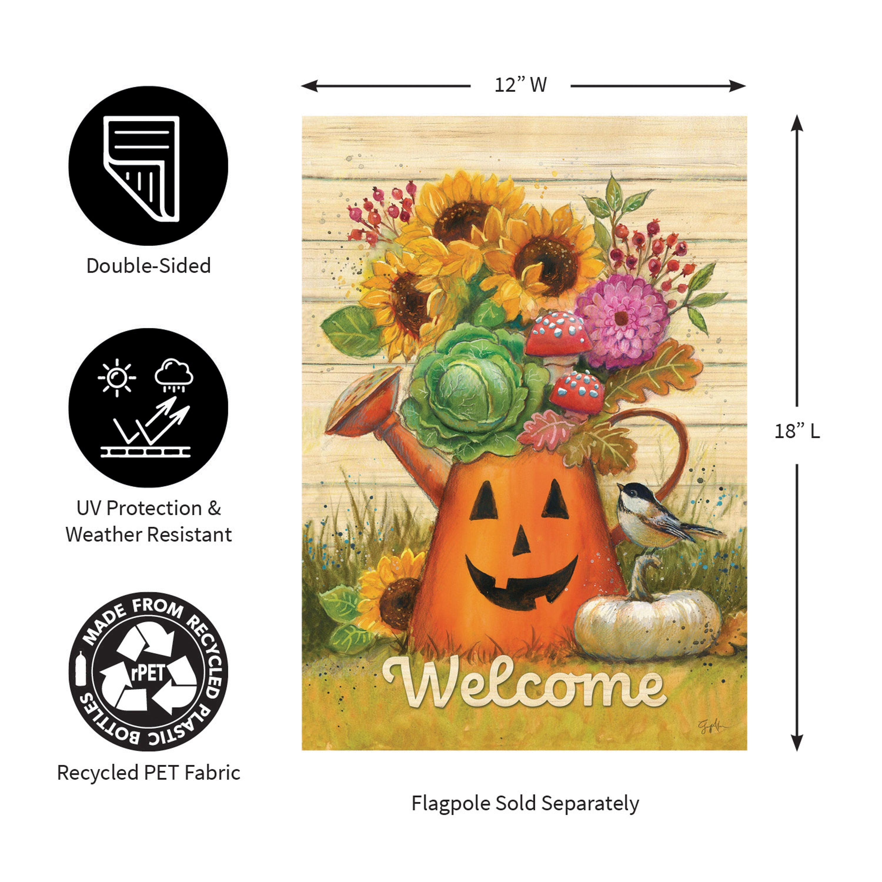 Halloween Watering Can Suede Garden Flag
