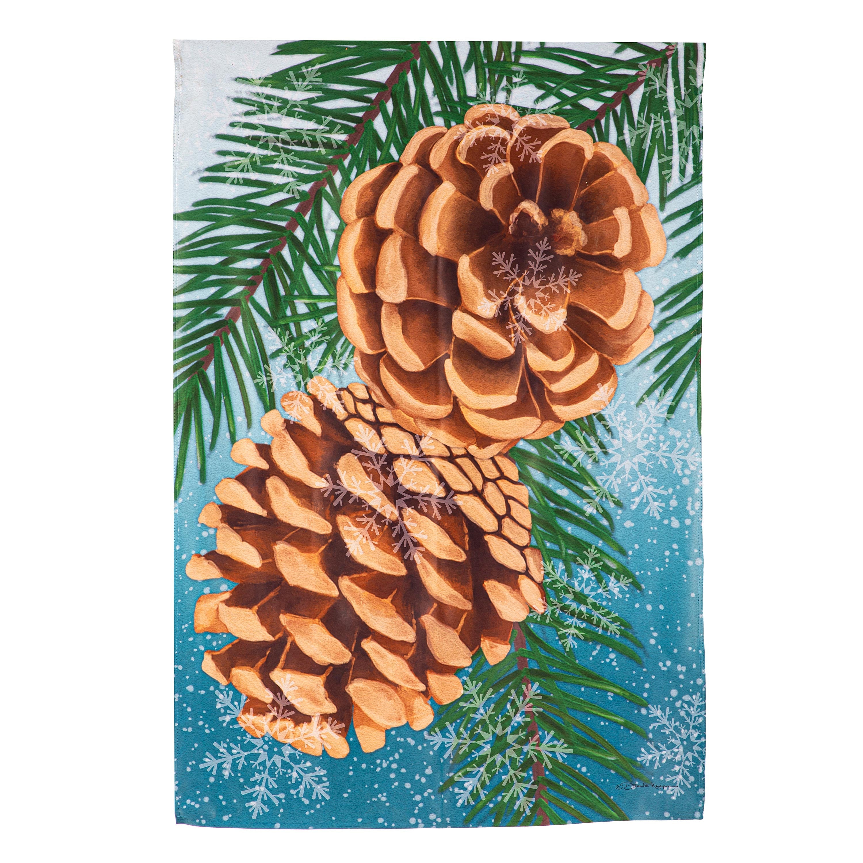 Winter Pine Cone Estate Suede Flag