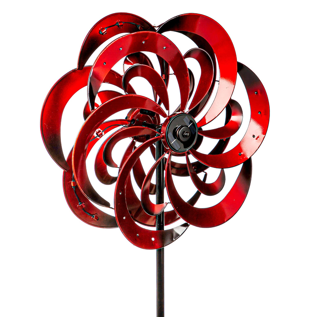 75"H Solar Wind Spinner, Red Center Swirl
