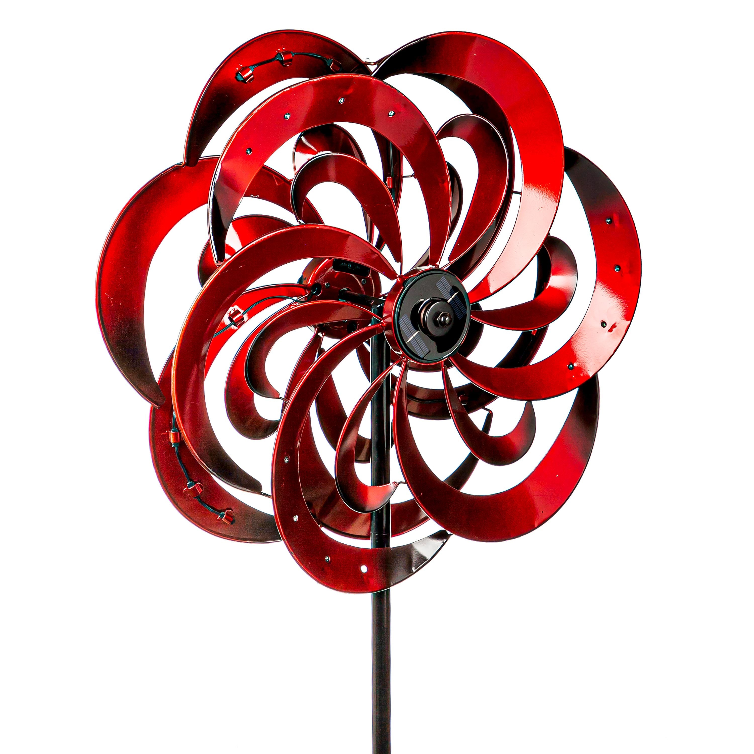 75"H Solar Wind Spinner, Red Center Swirl