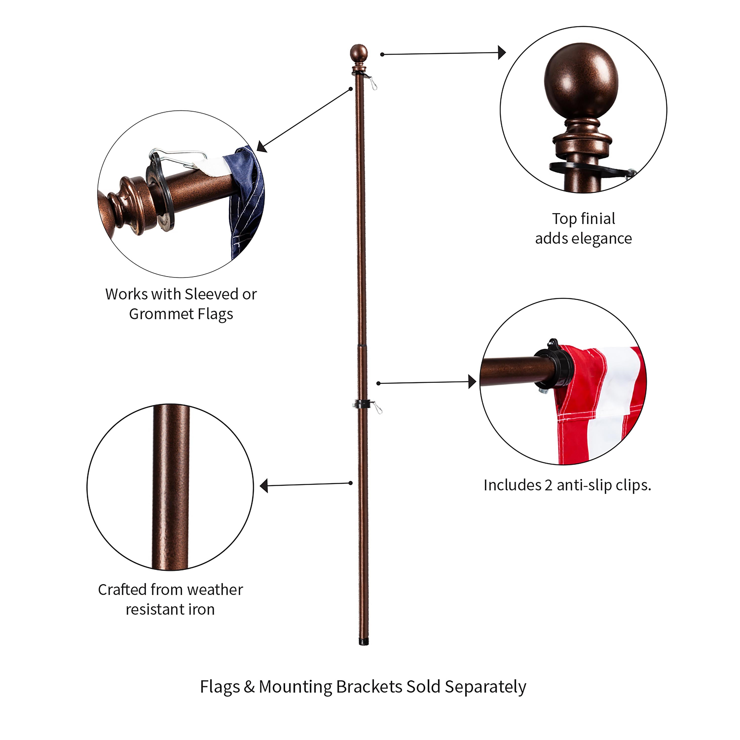 Extendable Metal House Flag Pole