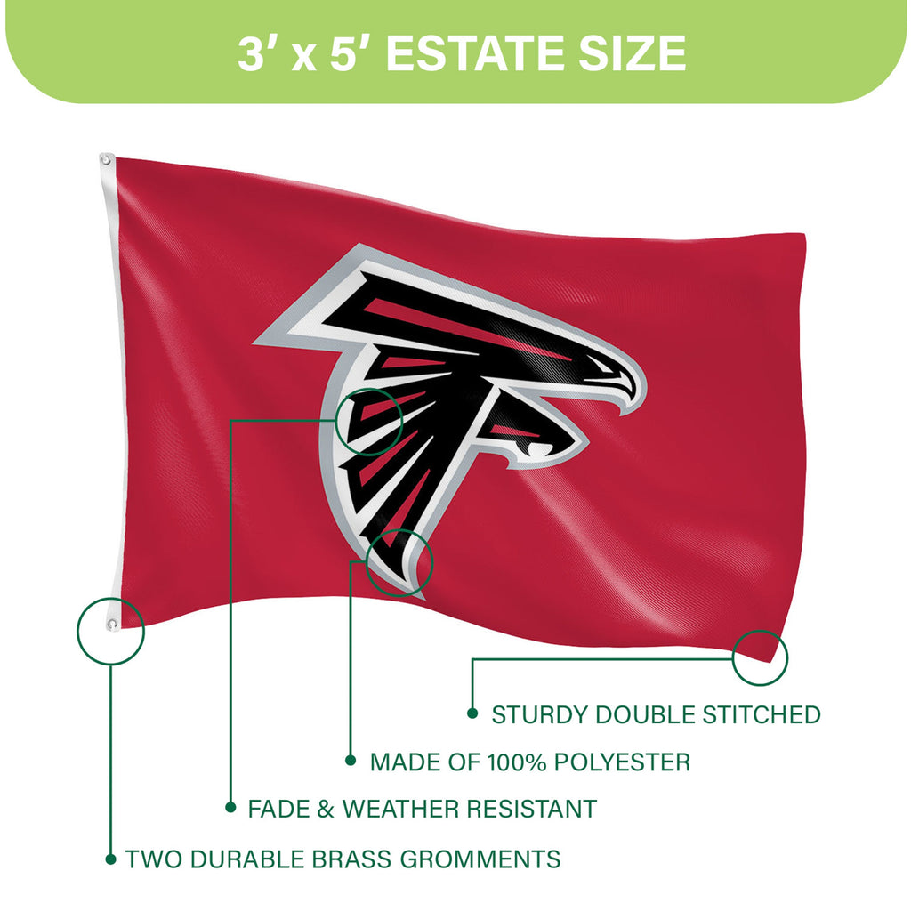 Atlanta Falcons Single Sided Flag w/ 2 Grommets, 3'x5'