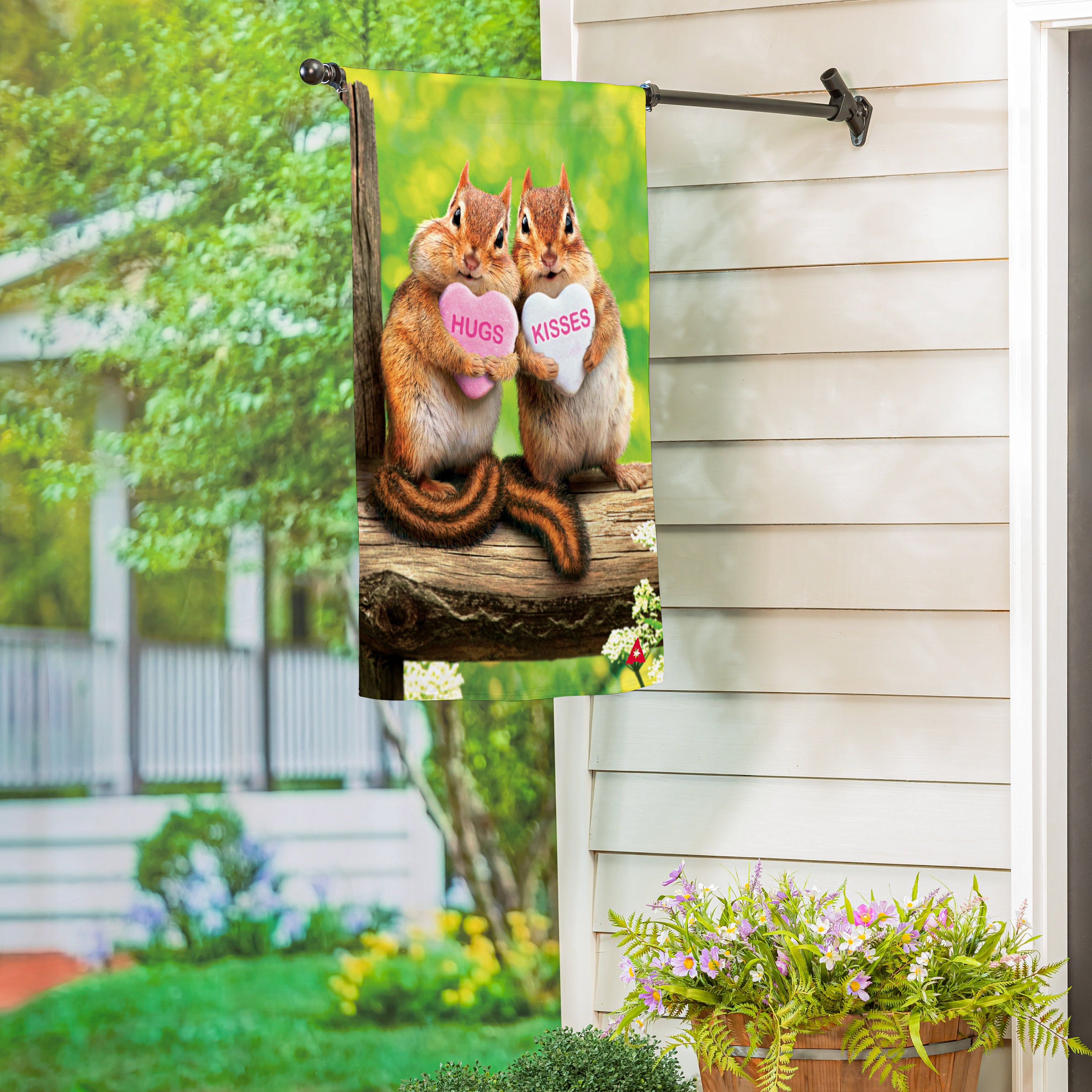 Valentine Chipmunks Suede House Flag