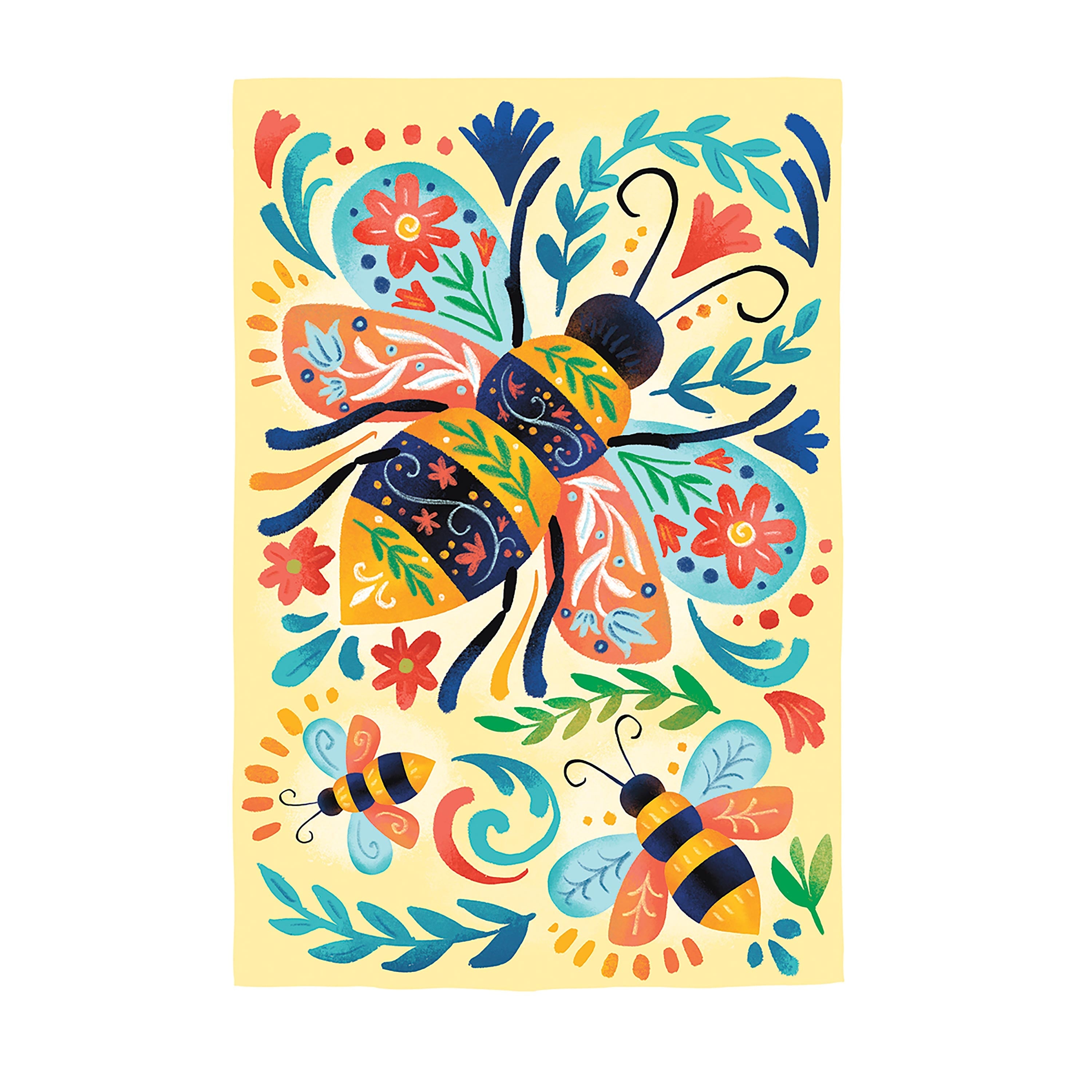 Patterned Bee Applique House Flag