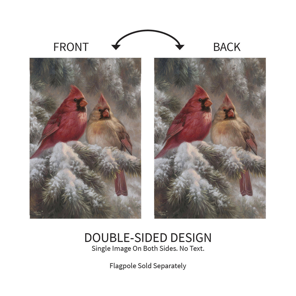 Frosted Cardinals Suede Garden Flag