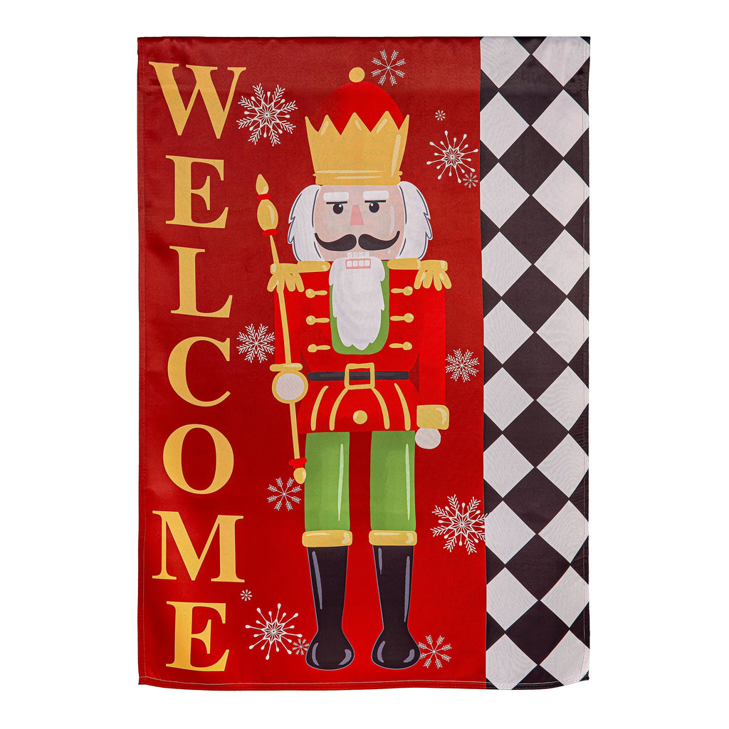 Welcome Nutcracker Suede House Flag