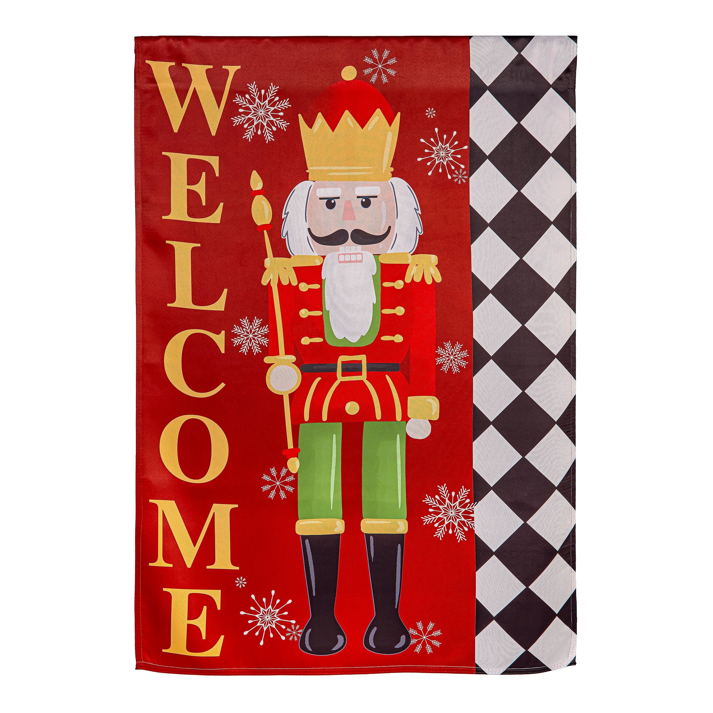 Welcome Nutcracker Suede House Flag