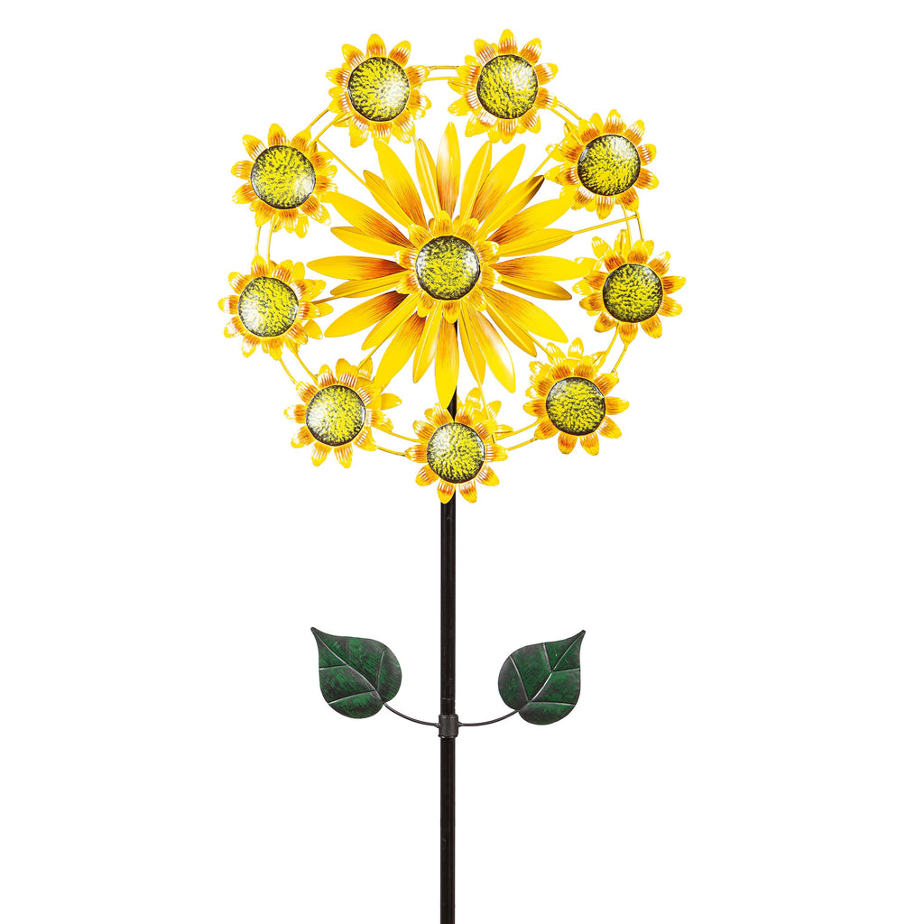 75"H Double Sunflower Wind Spinner