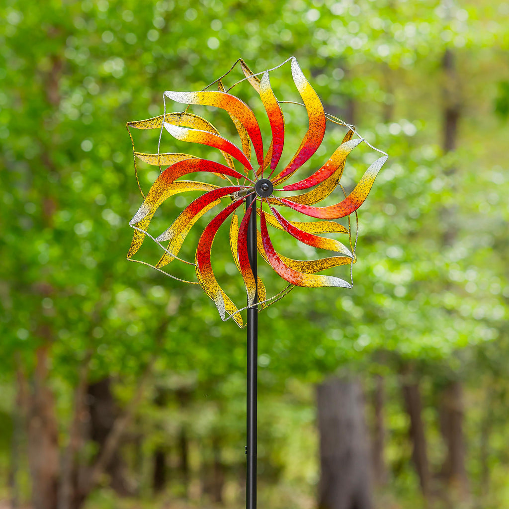 Metal Wind Spinner, Summer Flower,75"H