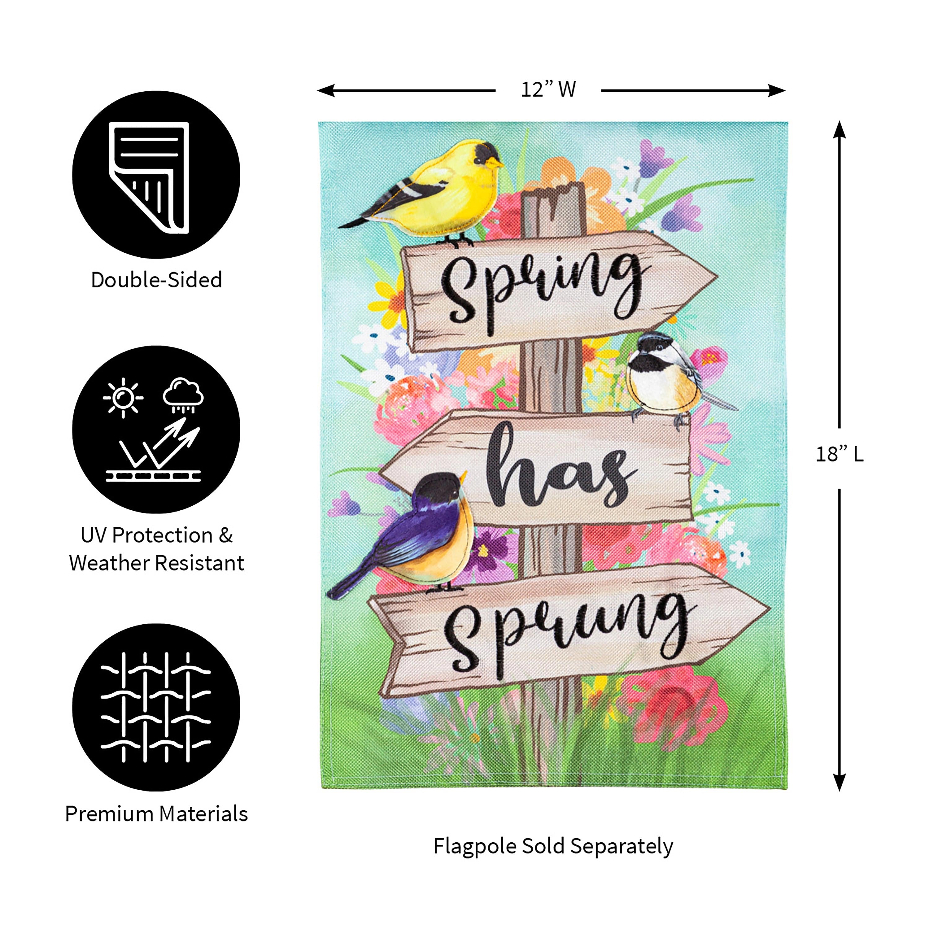 Spring Sign Burlap Garden Flag