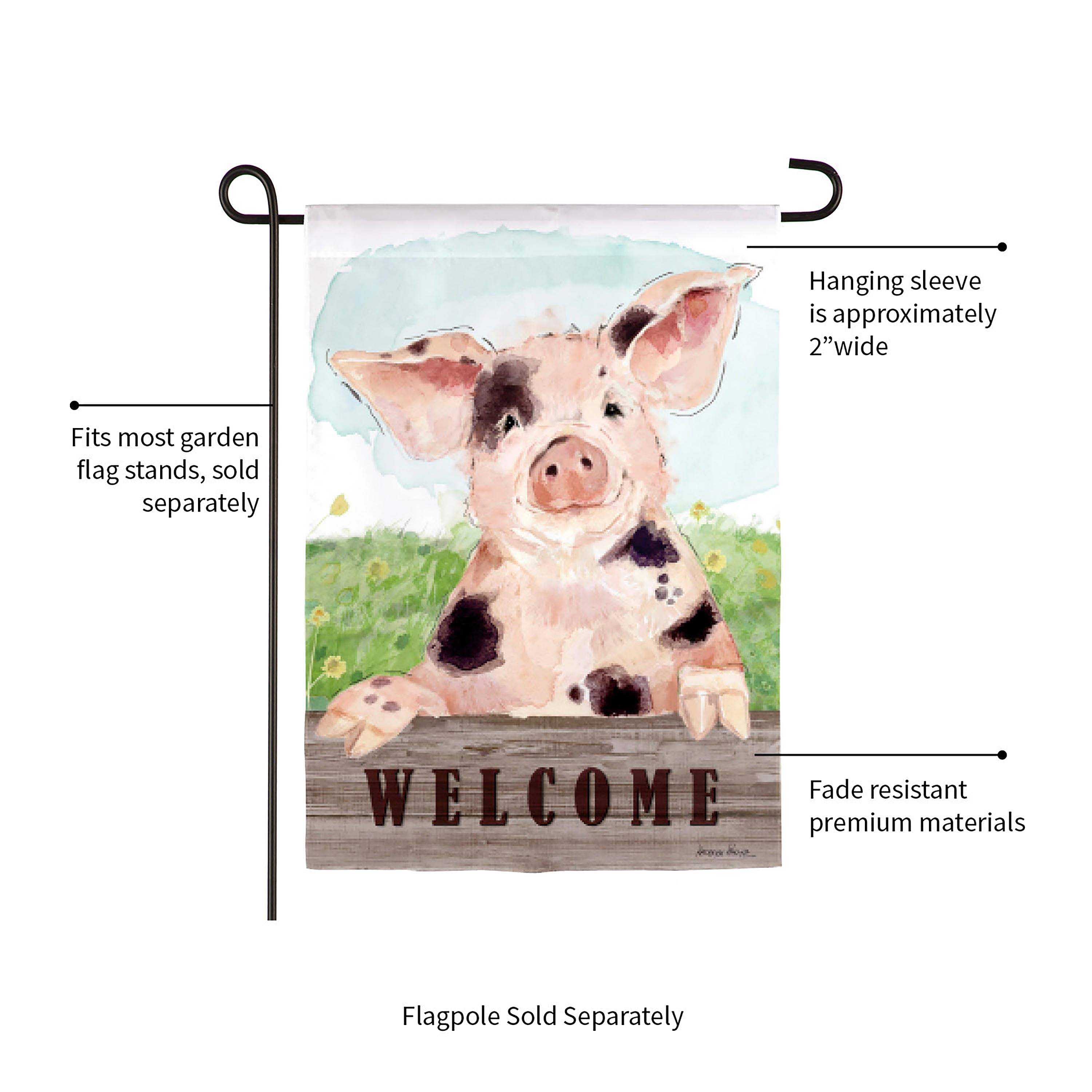 Spotted Pig Garden Suede Flag