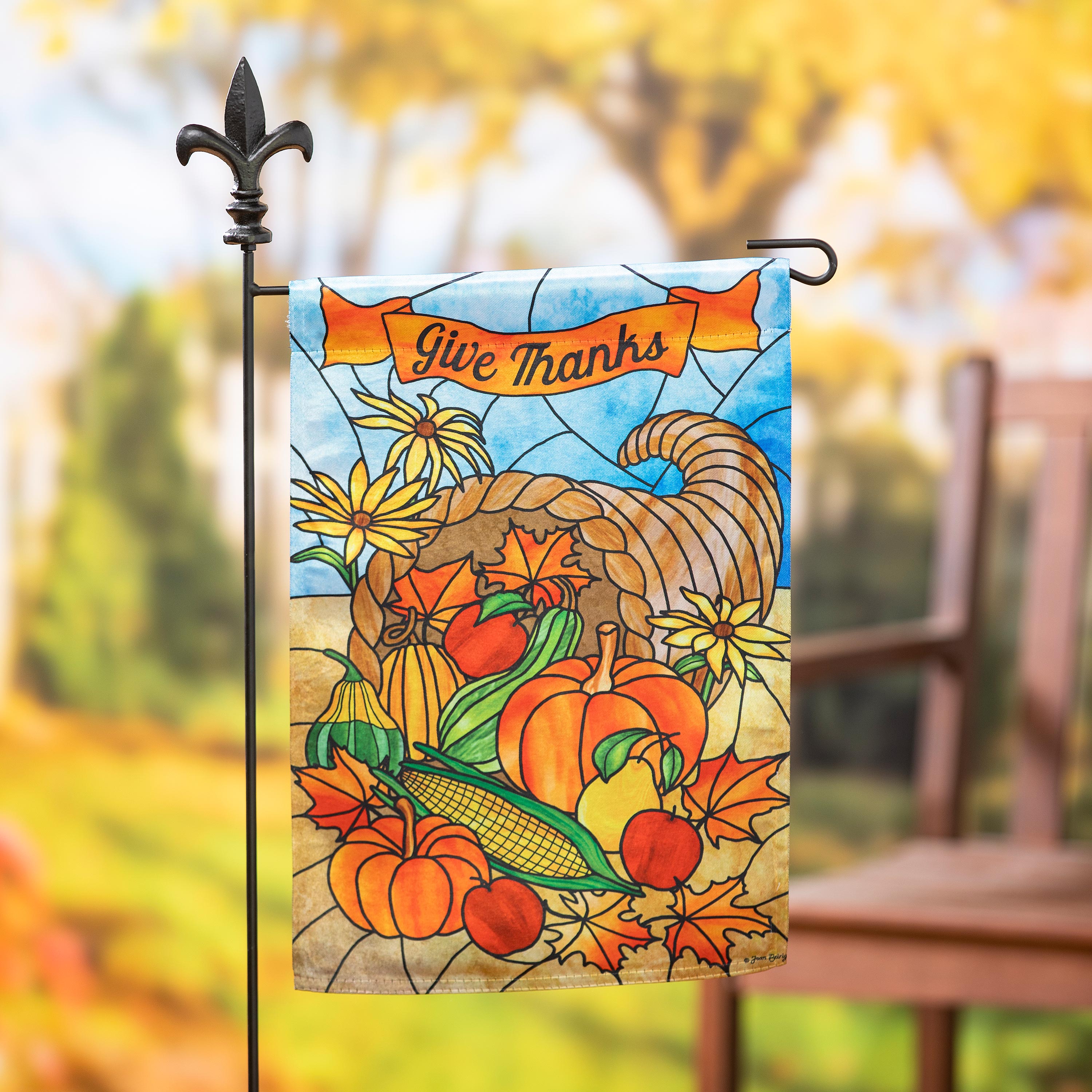 Stained Glass Cornucopia Garden Lustre Flag