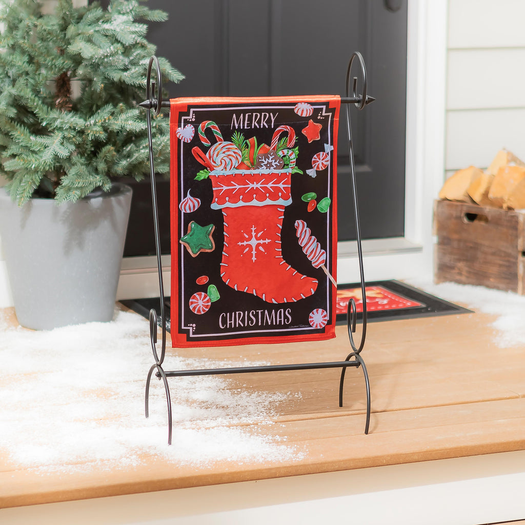 Merry Christmas Stocking Lustre Garden Flag