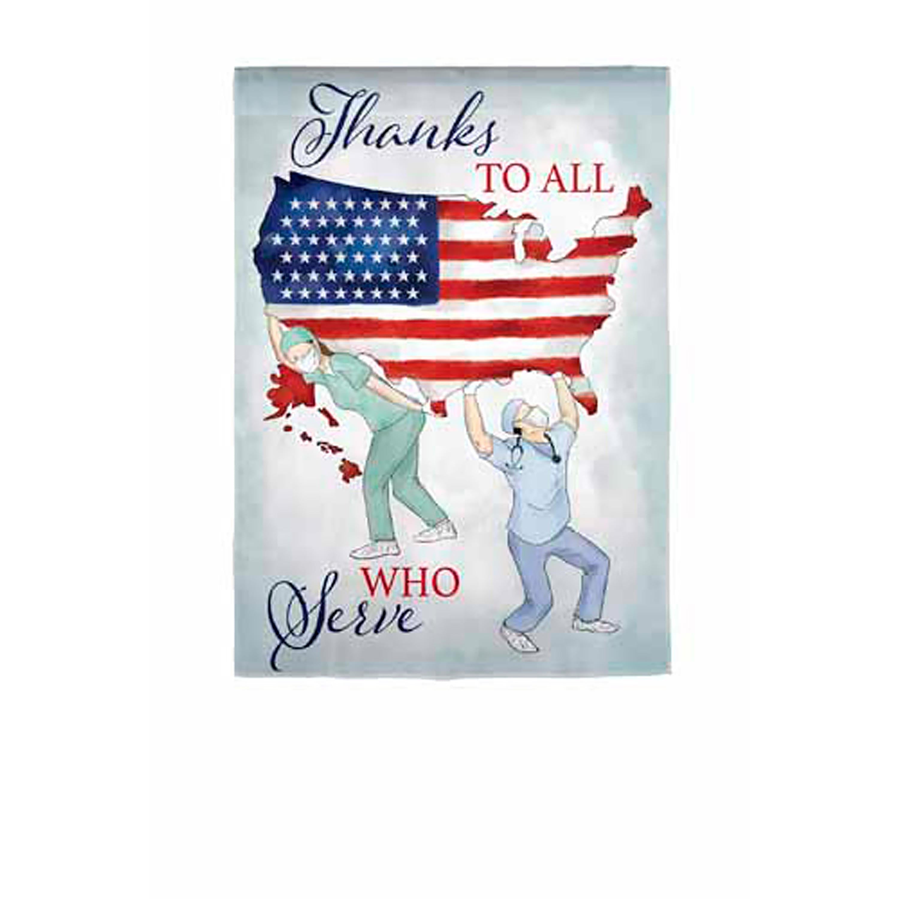 Thanks to All Who Serve House Suede Flag