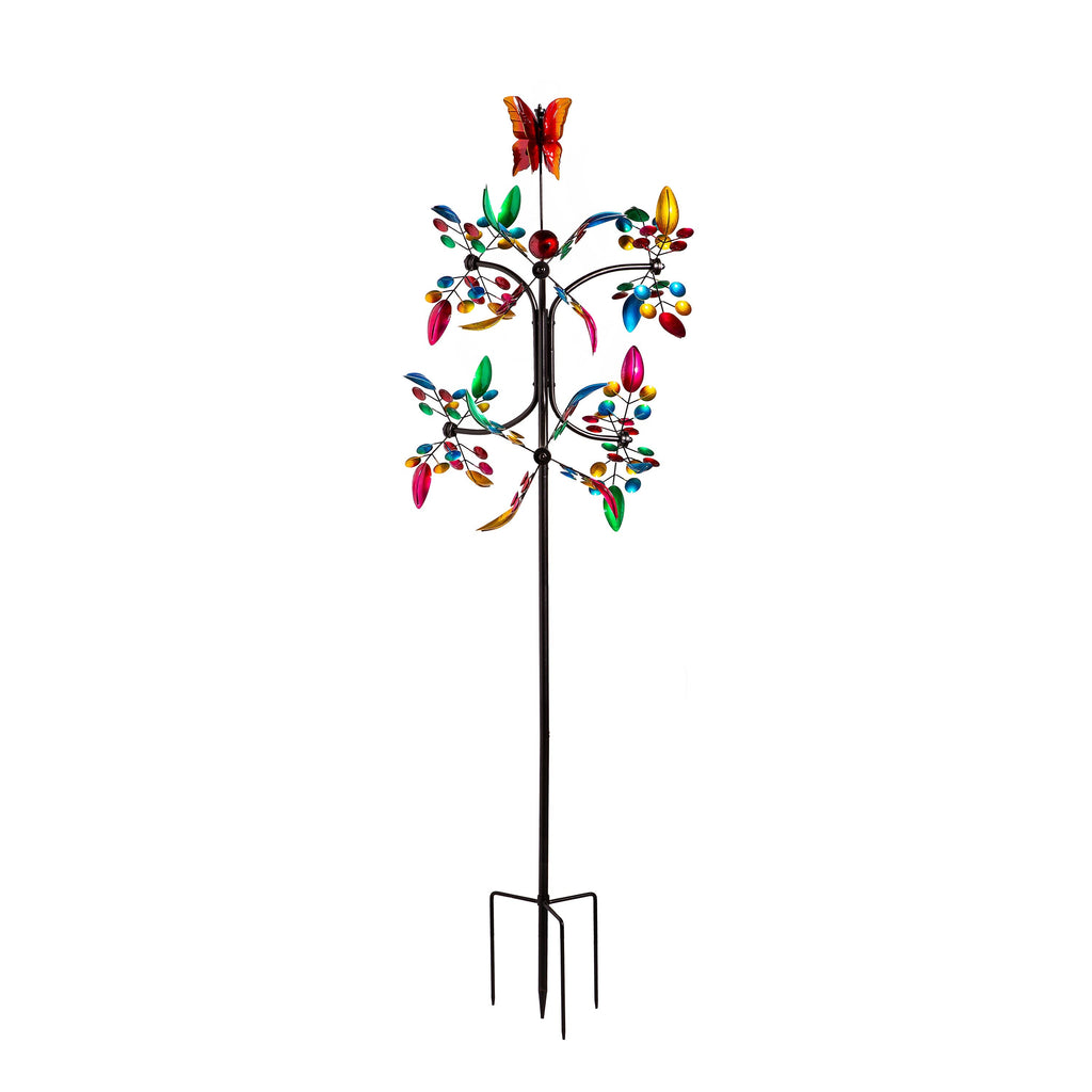 Metal Wind Spinner, Spinning Colorful Tower, 81"H