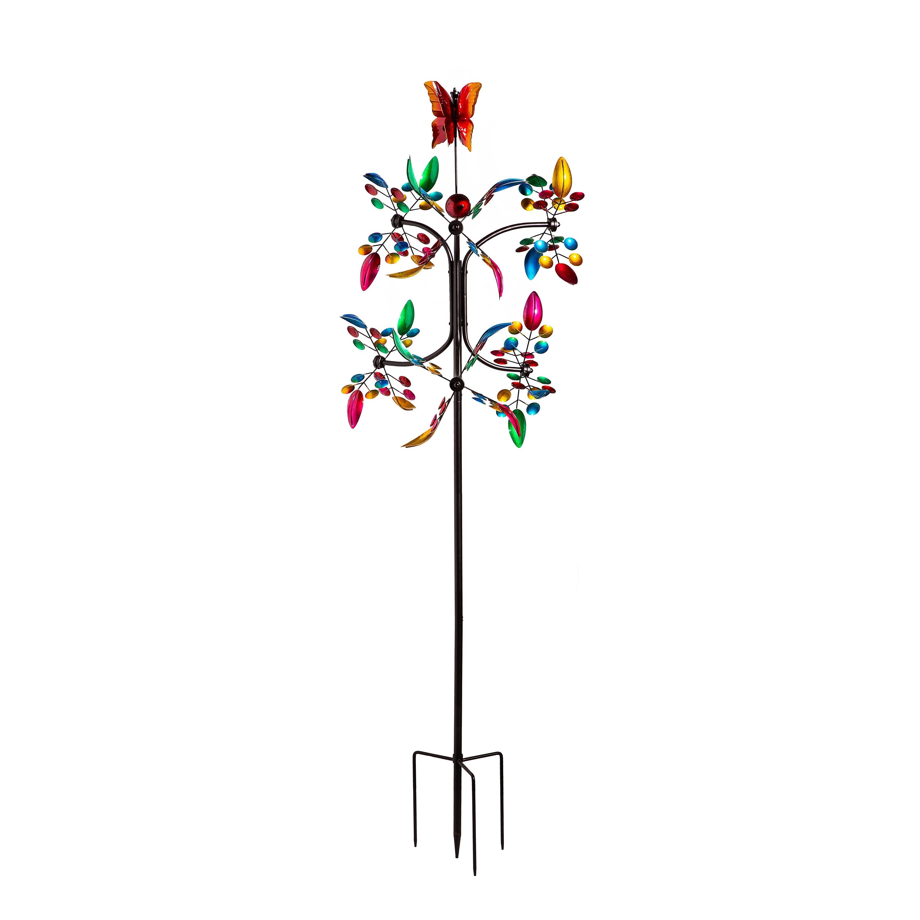 Metal Wind Spinner, Spinning Colorful Tower, 81"H