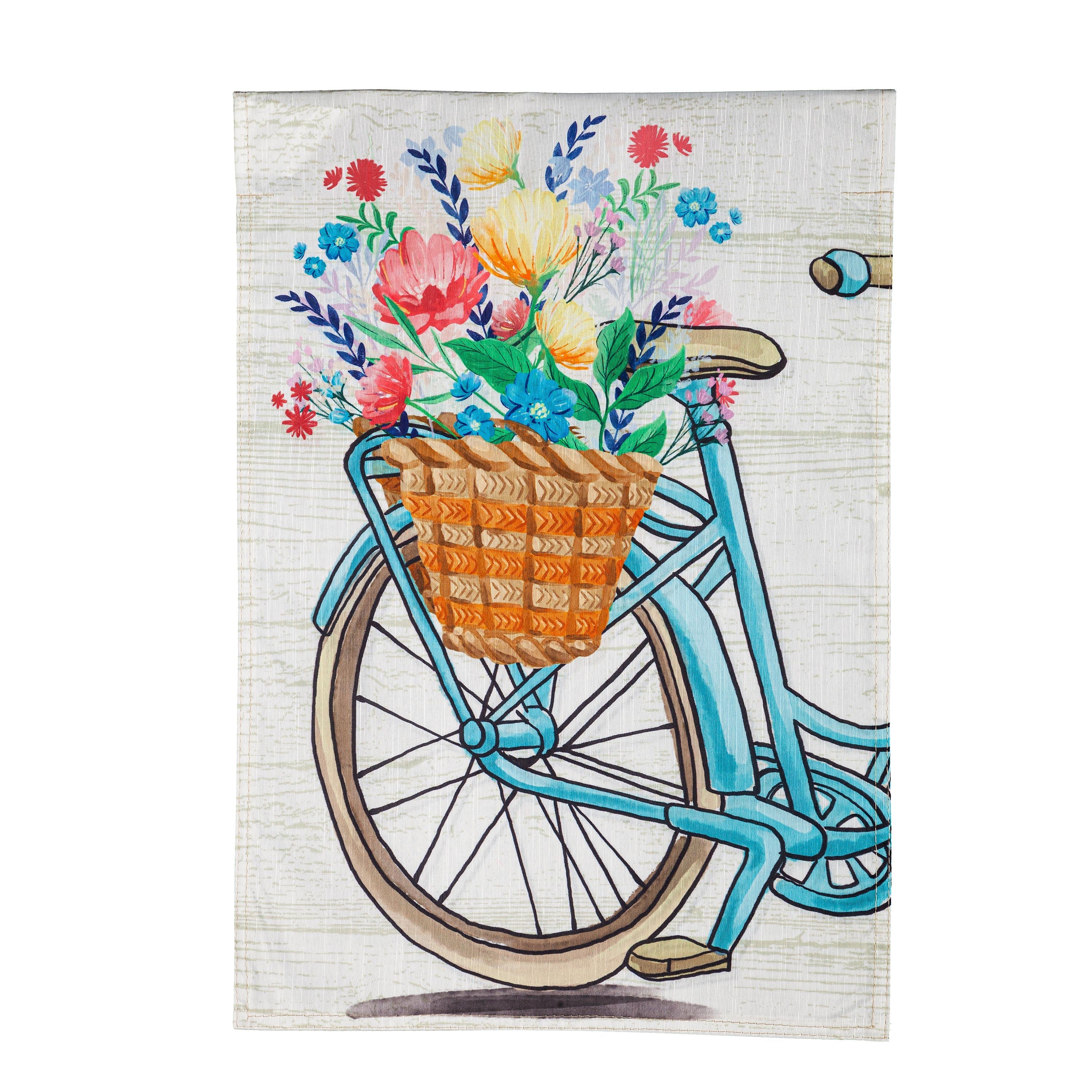 Bike Basket with Flowers Garden Strie Flag