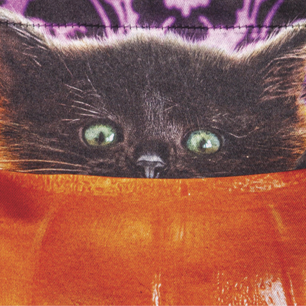 Kitten in  Jack O'Lantern Pumpkin Bucket Lustre Garden Flag