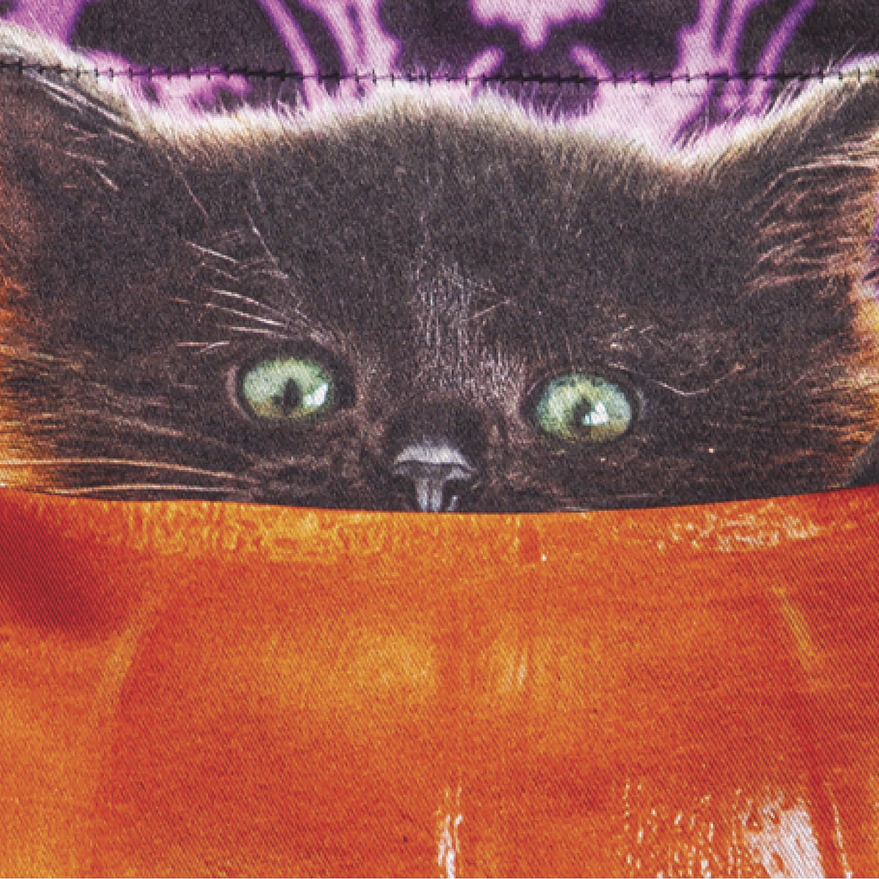 Kitten in  Jack O'Lantern Pumpkin Bucket Lustre Garden Flag