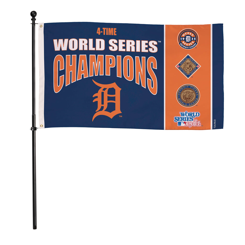 Detroit Tigers Single Sided Flag w/ 2 Grommets, 3'x5' Multi Win Flag