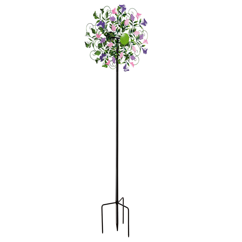 Metal Wind Spinner, Vineyard with Butterflies, 75"H