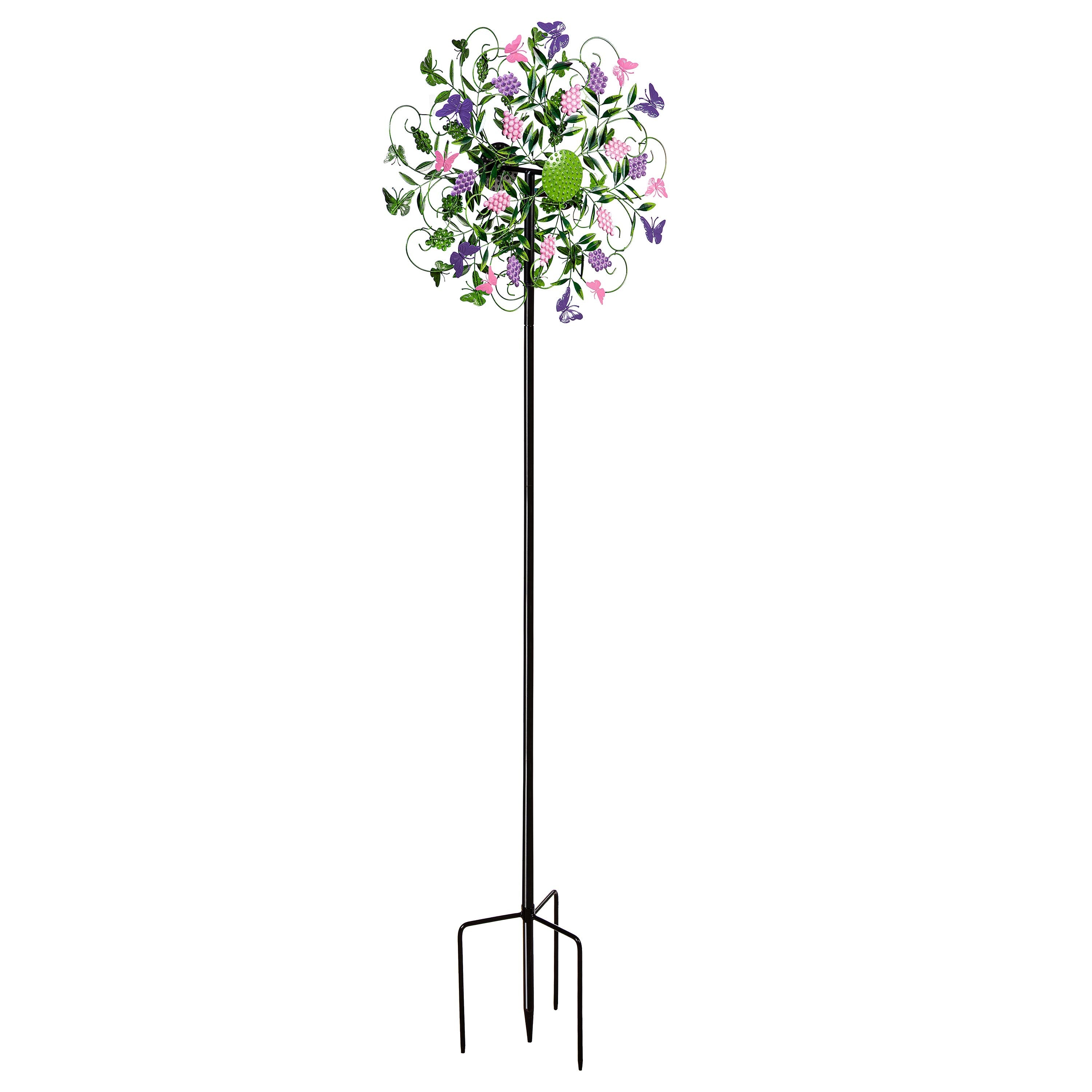 Metal Wind Spinner, Vineyard with Butterflies, 75"H