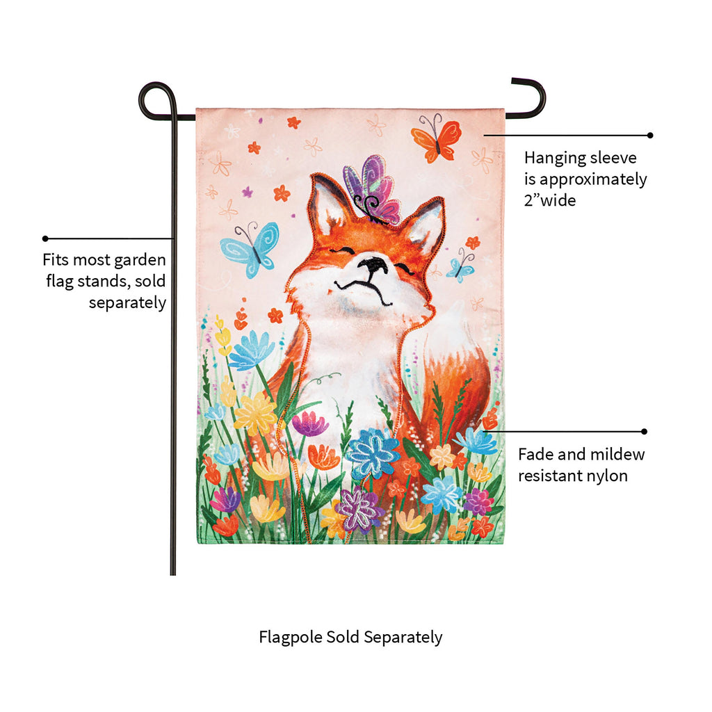 Fox and Wildflowers Linen Garden Flag