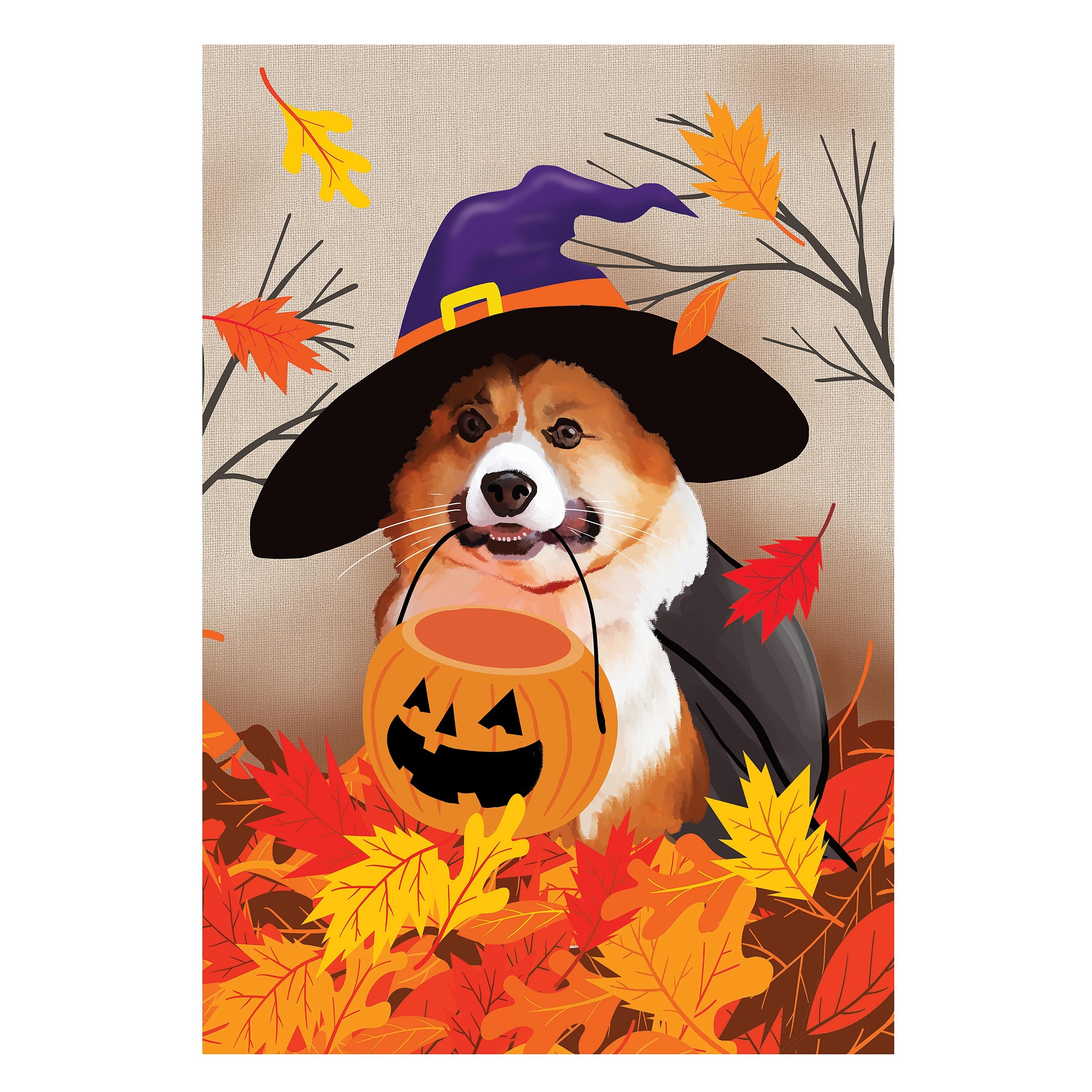 Corgi Fall Suede House Flag