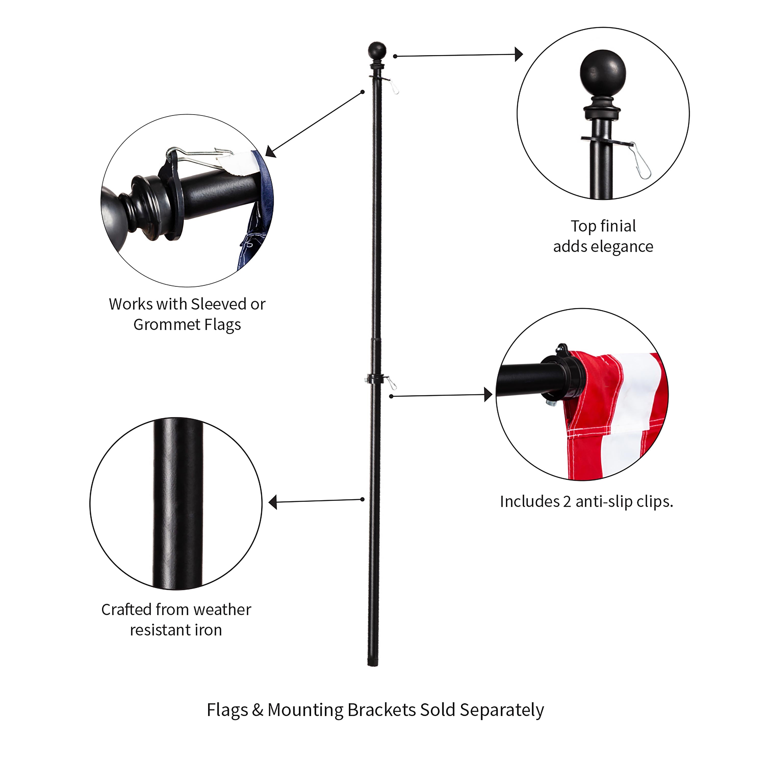 Extendable Metal House Flag Pole