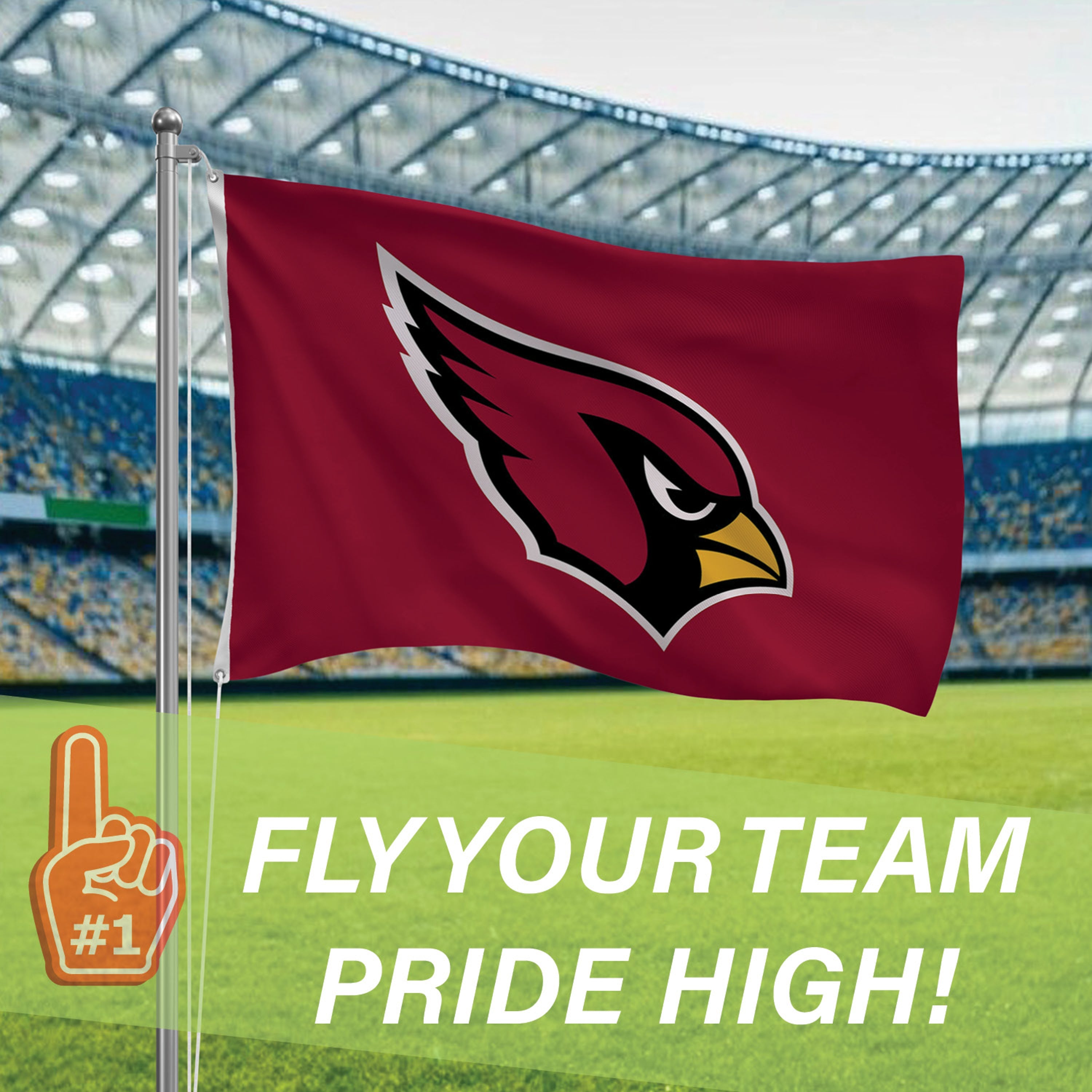 Arizona Cardinals Single Sided Flag w/ 2 Grommets, 3'x5'