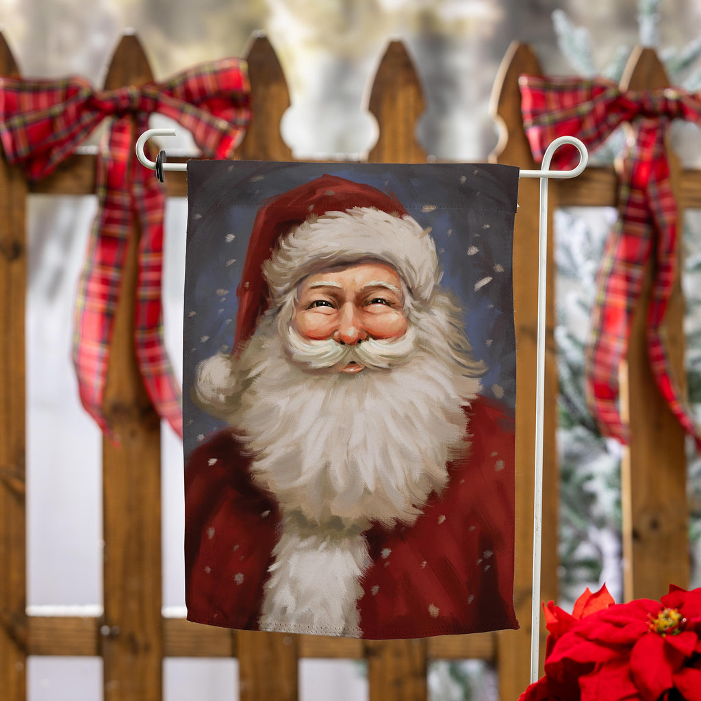 Joyful Santa Suede Garden Flag