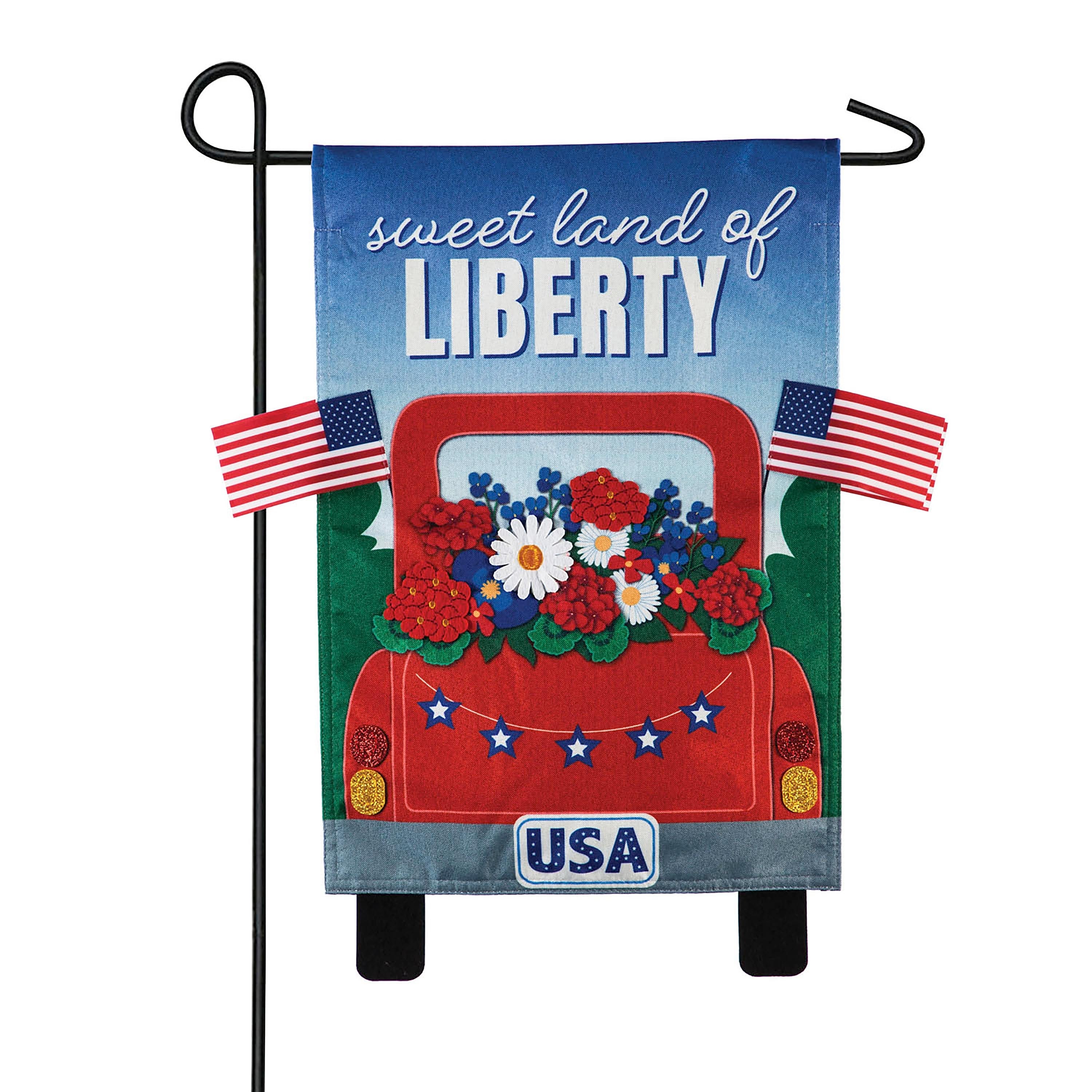 Sweet Land of Liberty Truck Garden Linen Flag