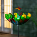 Solar Metal Wind Spinner, Multi Colored Flower, 75"H