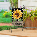 Polka Dot Sunflower Burlap Garden Flag