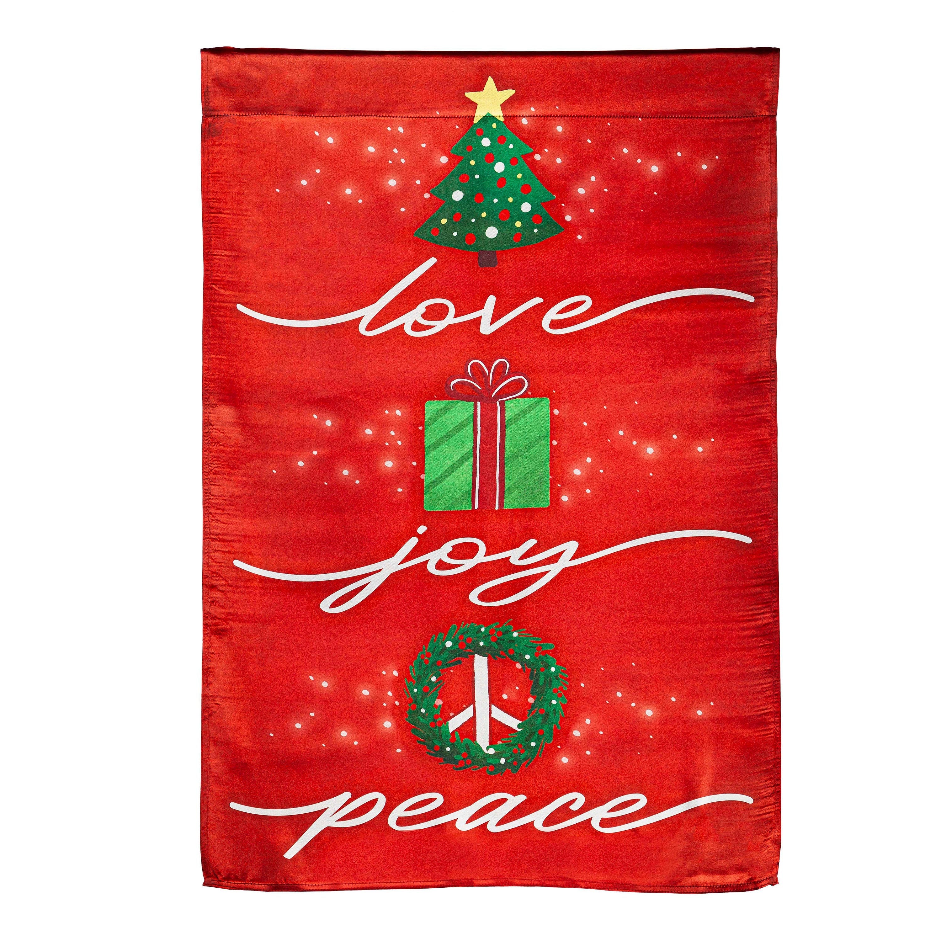 Love, Joy, Peace Lustre House Flag