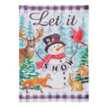 Let it Snow Snowman and Woodlands Suede House Flag
