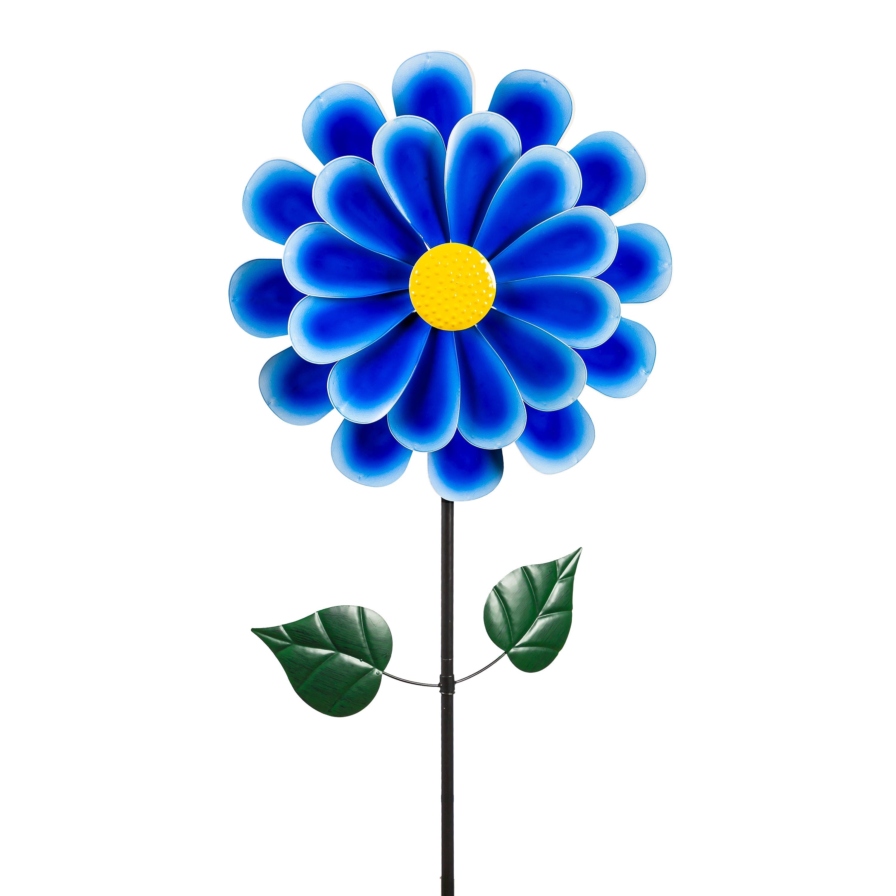 75"H Wind Spinnner, Blue Daisy